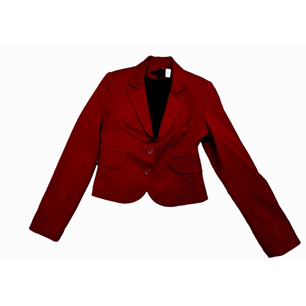 116- NWT Express Design Studio Blazer Womens 2 Red Tailored Career Work Jacket